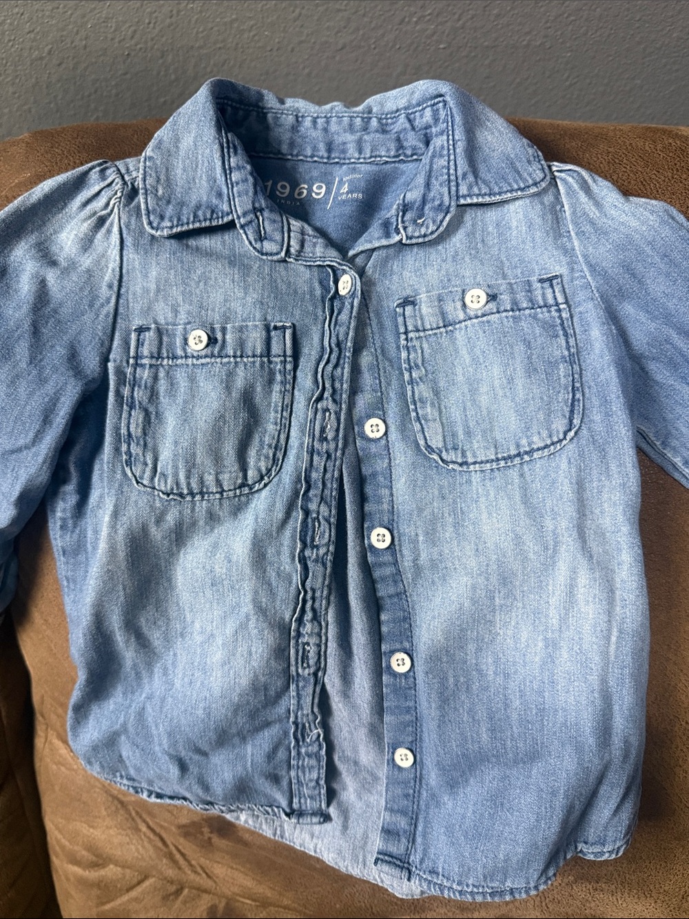 GAP Blue Denim Button-Front Shirt for Kids